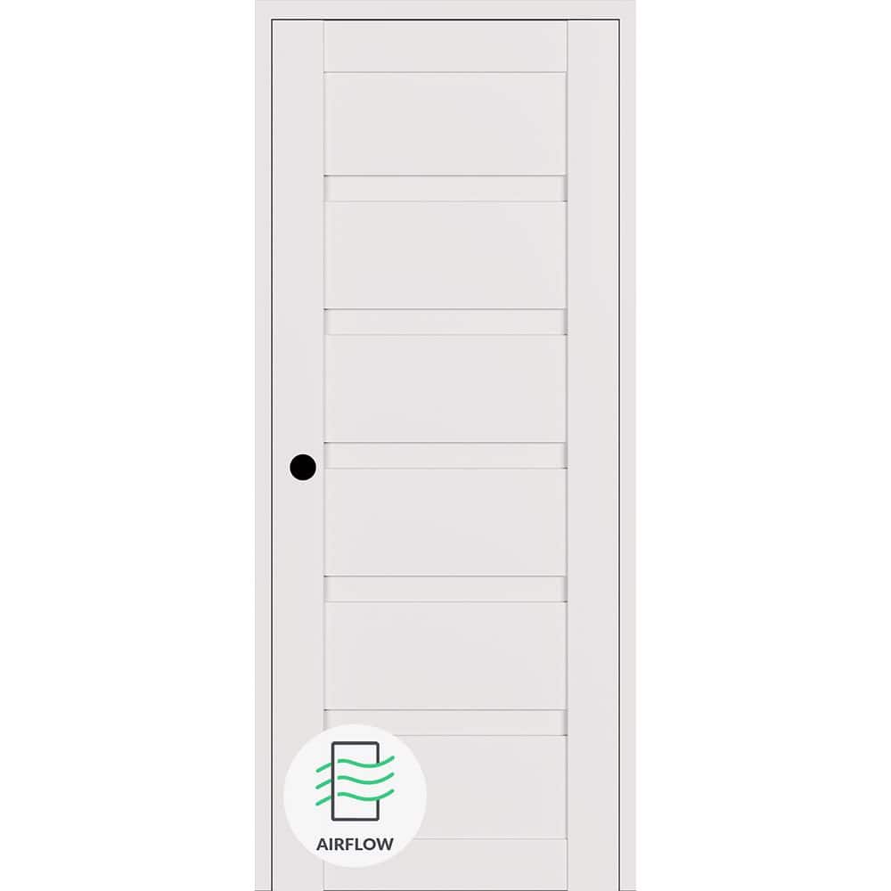 Louver N DIY-Friendly 18 in. х 84 in. Right-Hand Snow White Solid Composite Core Wood Single Prehung Interior Door price history on PriceWatchPro