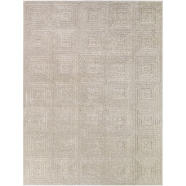 Jonzen Cream 7 ft. 10 in. x 10 ft. Contemporary Geometric Area Rug