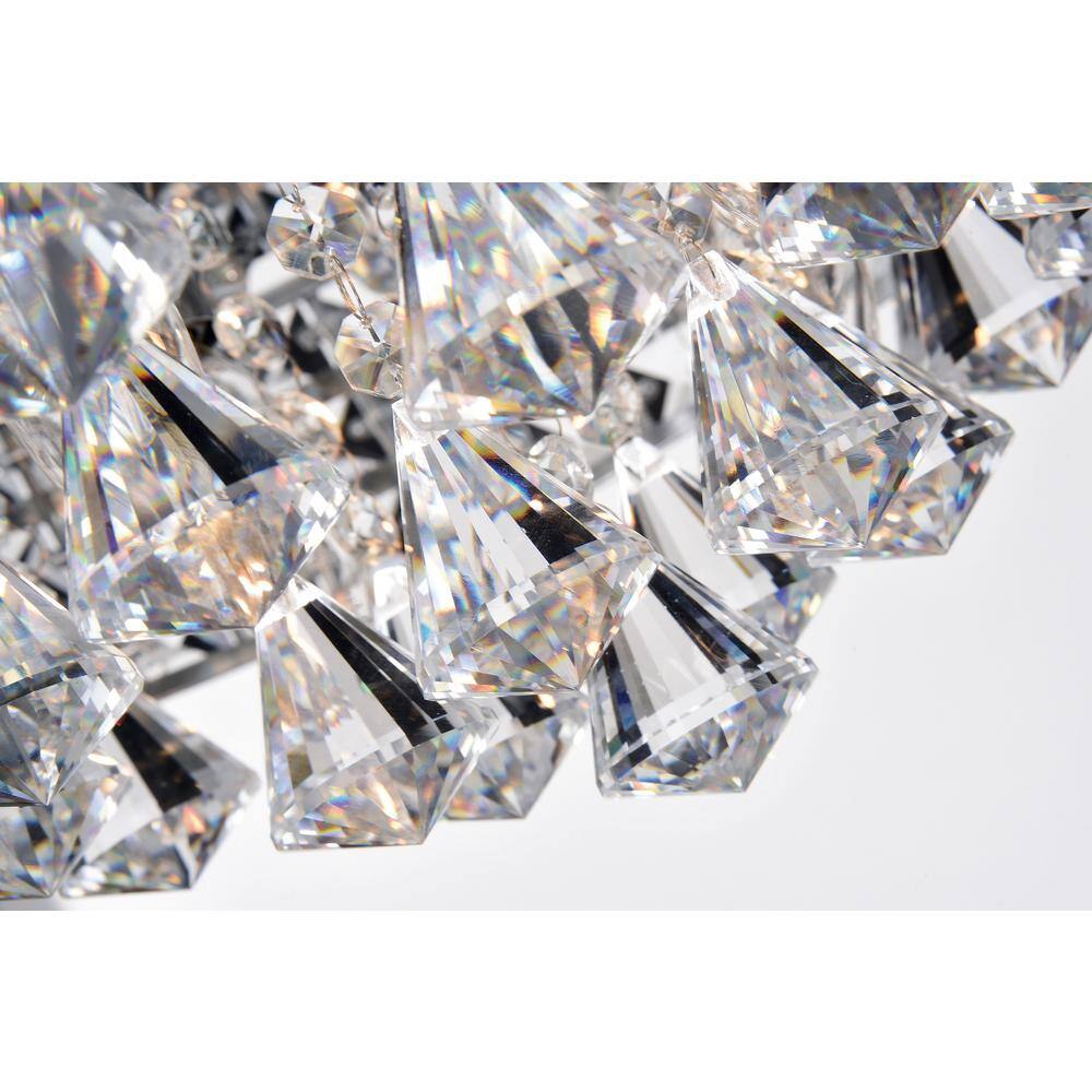 Elegant Chrome 15" Beaded Drum Crystal Semi-Flush Ceiling Light