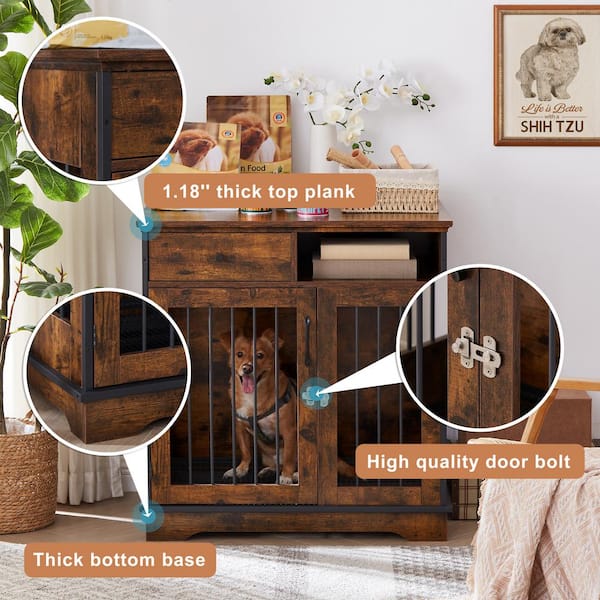 Wooden Dog Crate,Indoor Pet Crate End Table,Furniture Removable