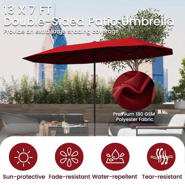 7ft burgandy patio umbrellas Best Choice Products 10ft Outdoor Umbrella, Outdoor Table Umbrella, Yard Umbrella, Market Umbrella with 6 Sturdy Ribs, Push Button, Tilt and Crank mildew resistant with all brass hardware to resist corrosion 7 ft. Outdoor Steel Solar