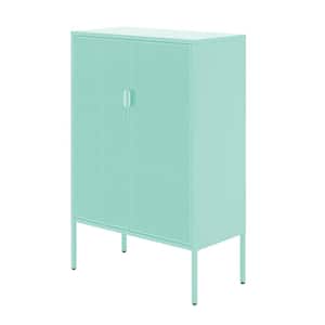 31.5 in. W 2-Door Ventilated Metal Locker Storage Cabinet with 2-Adjustable Shelves for Office, Home in Mint Green