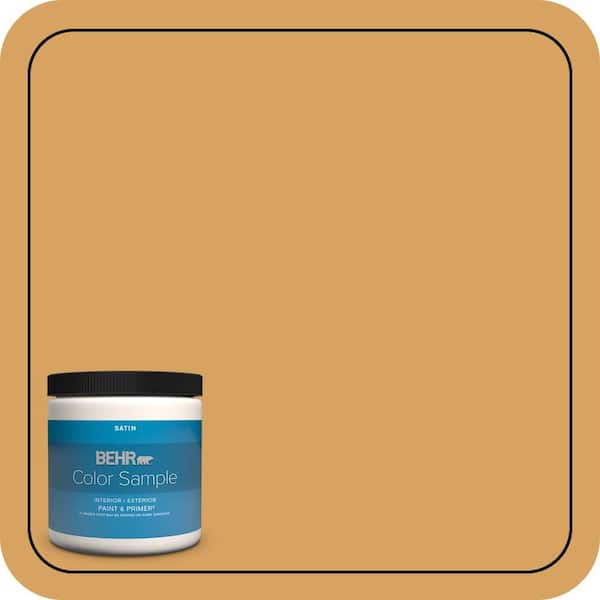 BEHR PREMIUM PLUS 8 oz. #MQ4-10 Amber Brew Satin Enamel Interior/Exterior Paint & Primer Color Sample
