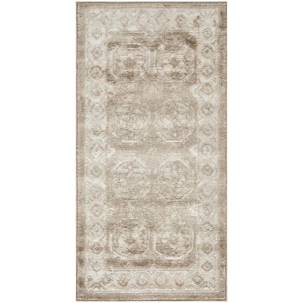 Nourison Dekor Ivory Taupe 2 ft. x 4 ft. Geometric Traditional Area Rug