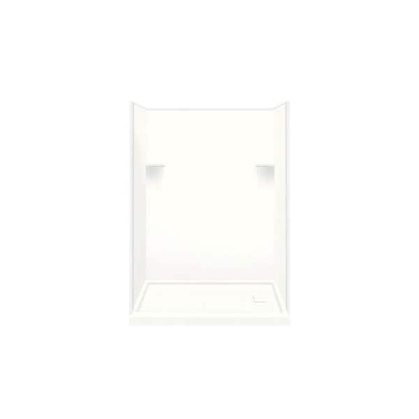 Transolid Studio 32 in. L x 60 in. W x 96 in. H 3-Piece Solid Surface Alcove Shower Kit with Shower Wall and Shower Pan in White