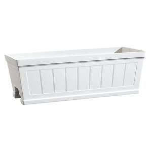 28 in. Eden Medium White Resin Window Box Rail Planter (28 in. L x 12 in. W x 12 in. H)