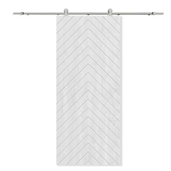 CALHOME 24 in. x 84 in. White Stained Pine Wood Modern Interior Sliding Barn Door with Hardware Kit