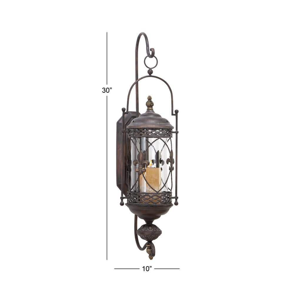 30" Bronze Matte Hurricane Candle Lantern Wall Sconce