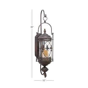 30 in. Brown Glass Single Candle Wall Sconce