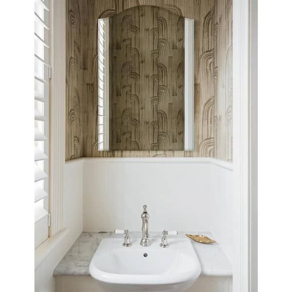 Decor Wonderland 24 in. W x 32 in. H Arched Beveled Edge Frameless Wall Mount Bathroom Vanity Mirror in Silver