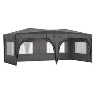 20 ft. x 10 ft. Black Pop Up Canopy with 6 Removable Sidewalls and Carry Bag