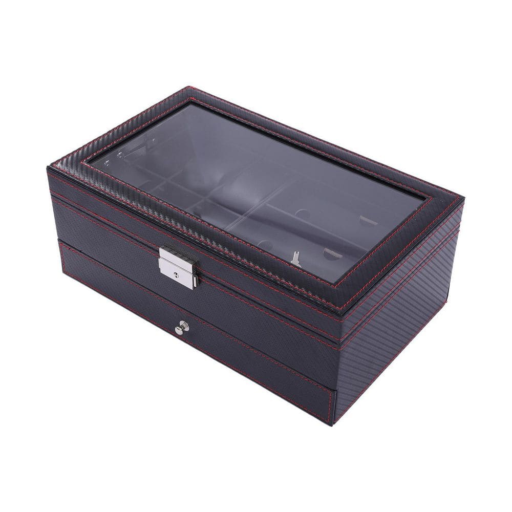 5/10 grids Black Aluminum Alloy Watch Storage Box Suitcase Case Display  Mobile Bulkhead Organizer Box for Men Soft Watch Pillow