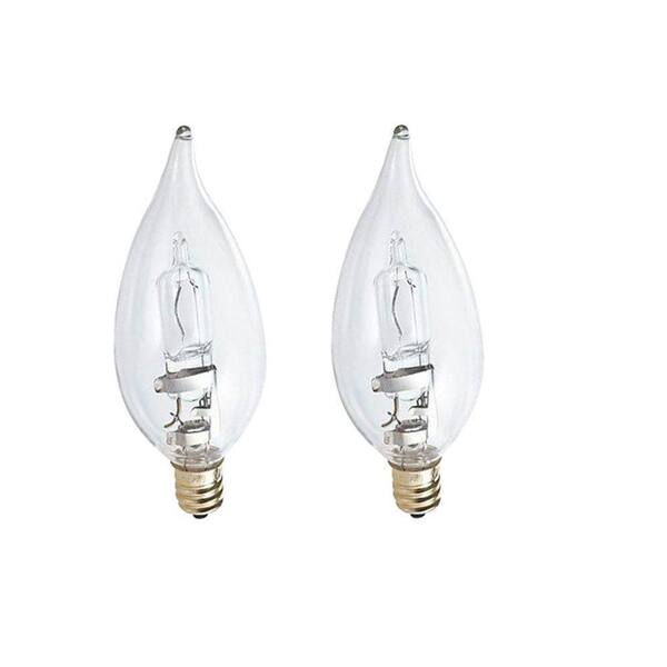 Philips 60W Equivalent Halogen BA9 Bent Tip Candle Light Bulb (2-Pack)