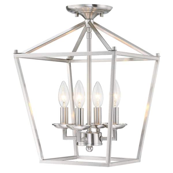Hukoro FM 4-Light 12 in. Brushed Nickel Semi Flush Mount Light