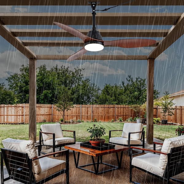 Oaks Aura Wichi 42 in. Black Outdoor Modern Smart Ceiling Fan with