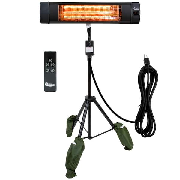 Dr Infrared Heater 1500-Watt Indoor/Outdoor Carbon Infrared Patio Heater, with Tripod and Remote, Black