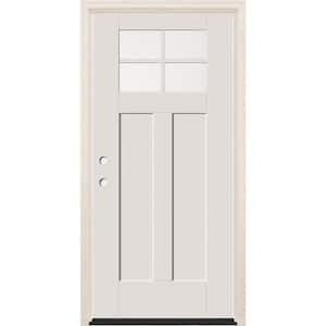36 in. x 80 in. Right-Hand 4-Lite Clear Glass Alpine Painted Fiberglass Prehung Front Door with 4-9/16 in. Frame