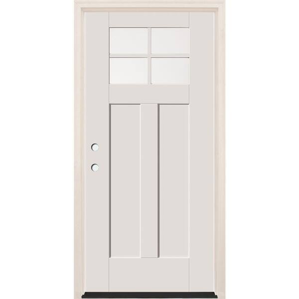 Builders Choice 36 in. x 80 in. Right-Hand 4-Lite Clear Glass Alpine Painted Fiberglass Prehung Front Door with 4-9/16 in. Frame