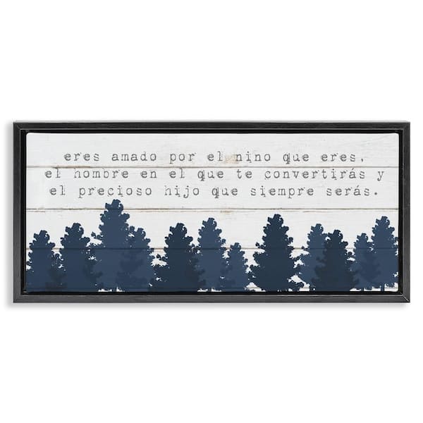 Stupell Industries Sweet Boy Blue Trees by Lil' Rue Black Floater Frame Typography Graphic Art Print 11 in. x 25 in.