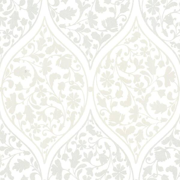 Beacon House Adelaide Ogee Floral Silver Wallpaper