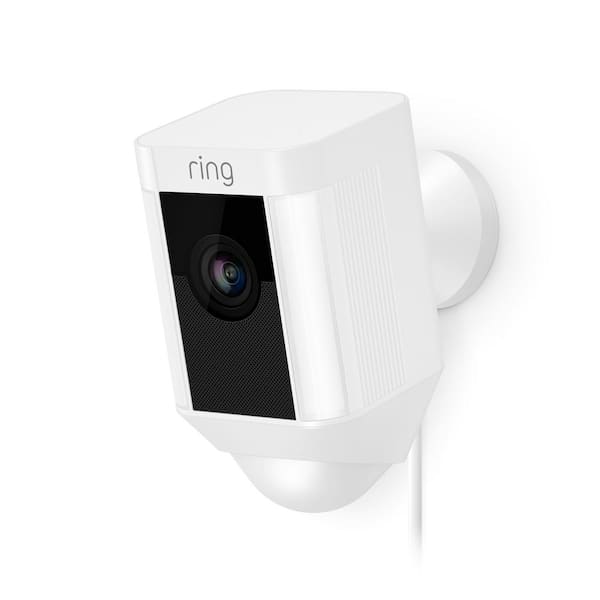 Ring Spotlight Cam Wired Outdoor Rectangle Security Camera, White (3-Pack)