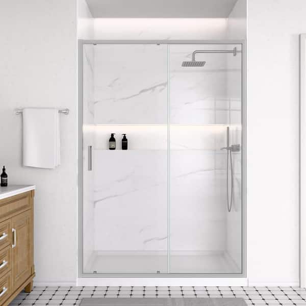 46 to 48 in. W x 74 in. H Single Sliding Framed Shower Door in Chrome Finish with 1/4 in. (6mm) SGCC Clear Glass