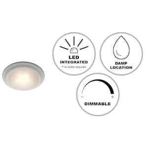 7.5 in. White Integrated LED Miniature Disk Flush Mount Ceiling Light Fixture with Acrylic Shade