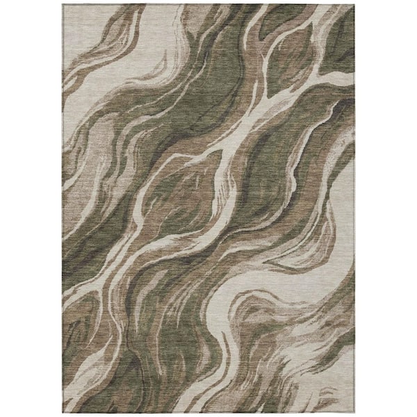 Chantille Machine Washable Indoor/Outdoor Abstract ACN3025 Mocha 10 ft. x 14 ft. Area Rug