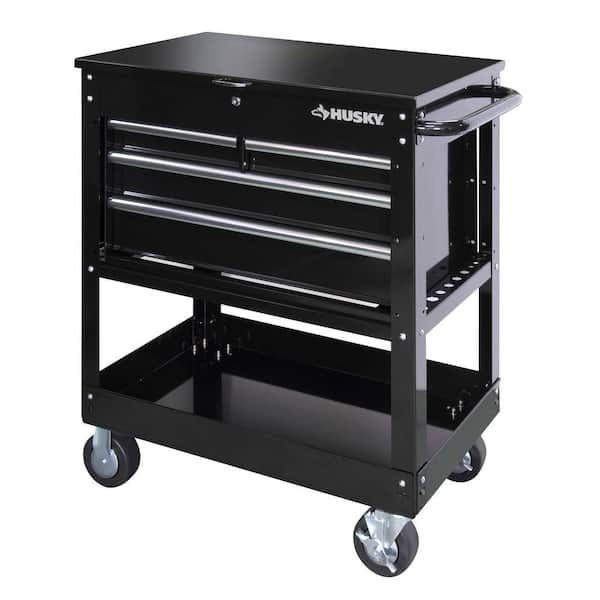 33 in. W 4-Drawer Mechanics Tool Utility Cart in Gloss Black