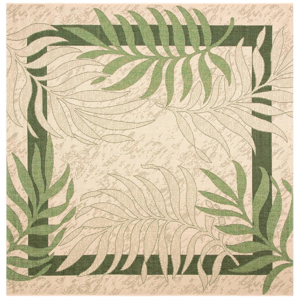 SAFAVIEH Courtyard Cream/Green 4 ft. x 4 ft. Palm Leaf Indoor/Outdoor Patio  Square Area Rug CY7836-14A5-4SQ - The Home Depot