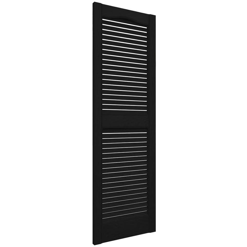 Beige Vinyl Louvered Decorative Shutters, 14.5" x 80"