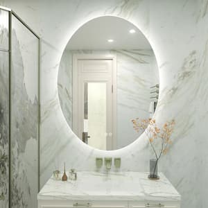 24 in. W x 32 in. H Oval Frameless Super Bright LED Backlighted Anti-Fog Wall Bathroom Vanity Mirror
