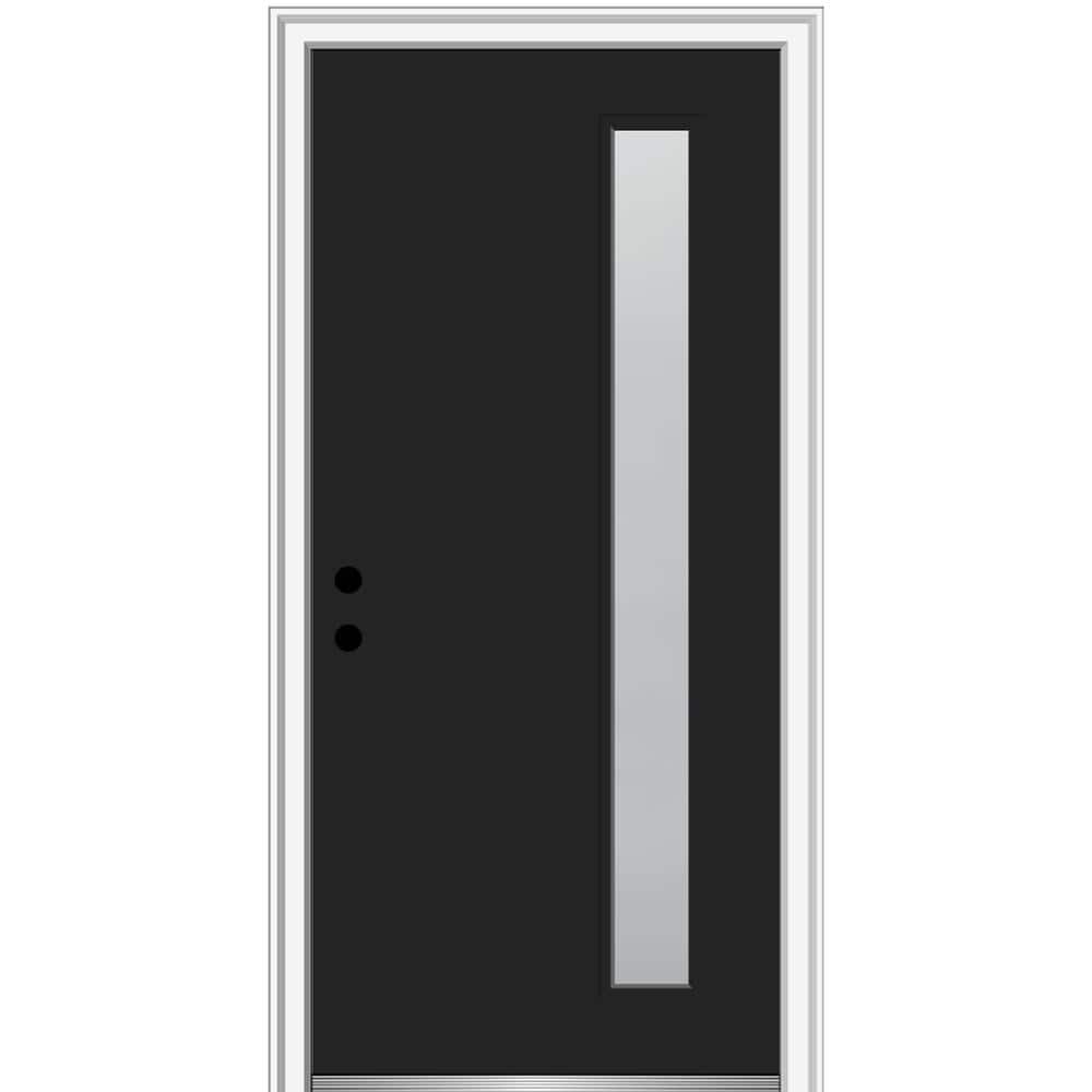 36x80 Black Frosted Glass Right-Hand Inswing Exterior Door
