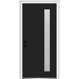 30 in. x 80 in. Viola Right-Hand Inswing 1-Lite Frosted Glass Painted Fiberglass Prehung Front Door on 6-9/16 in. Frame