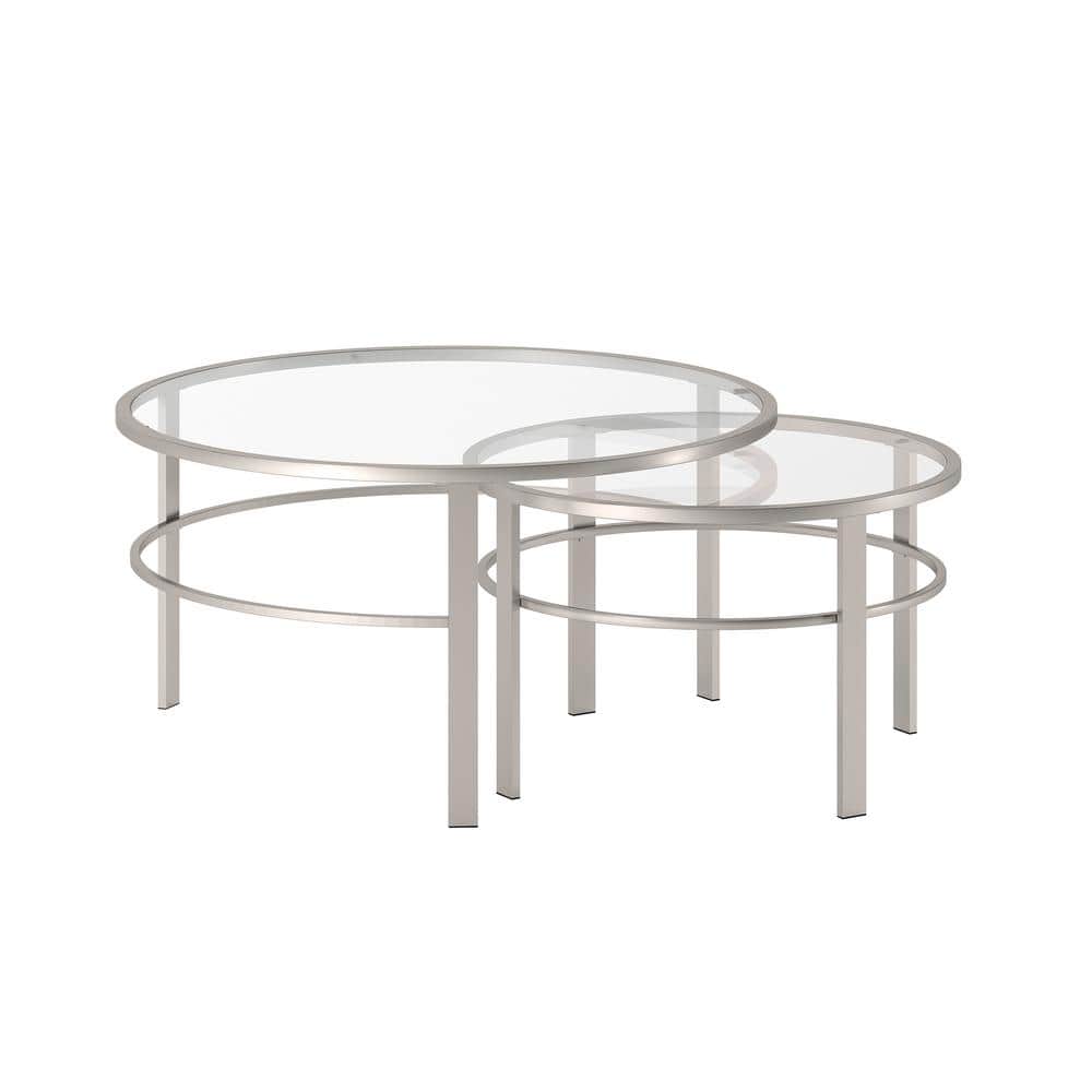 Gaia Satin Nickel Round Nested Coffee Table Set