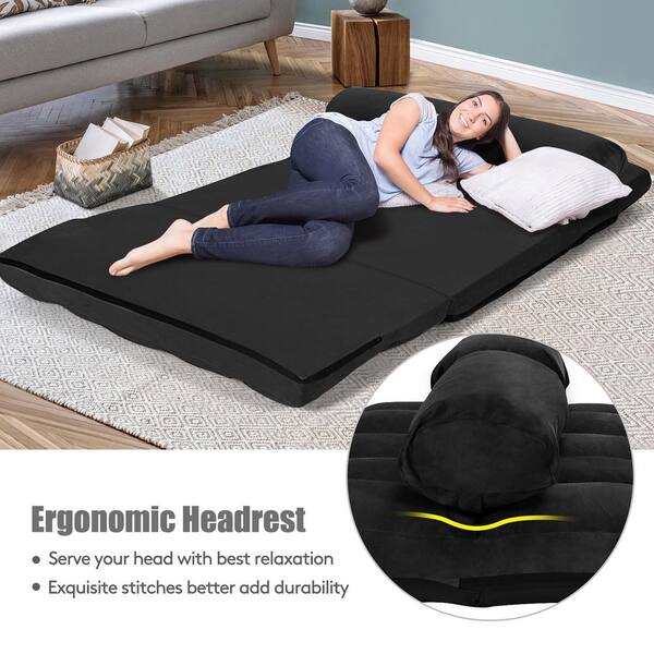Costway 44.5 in. Black Solid Foldable Floor Sofa Bed 6 Costway 44.5 in. Black Solid Foldable Floor Sofa Bed 6