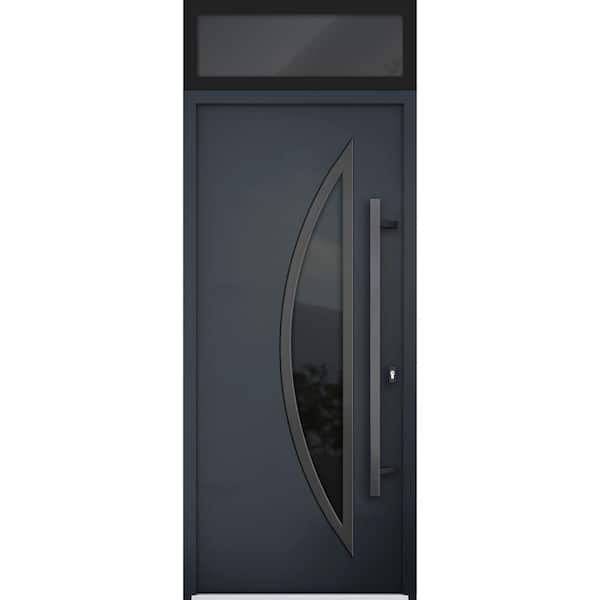 VDOMDOORS 36 in. x 96 in. Left-hand/Inswing Tinted Glass Black Enamel Steel Prehung Front Door with Hardware