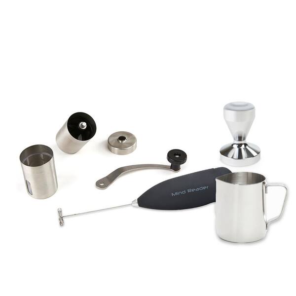 Mind Reader Coffee Lovers 12 oz. Stainless Steel Conical Coffee Grinder with Milk Frother