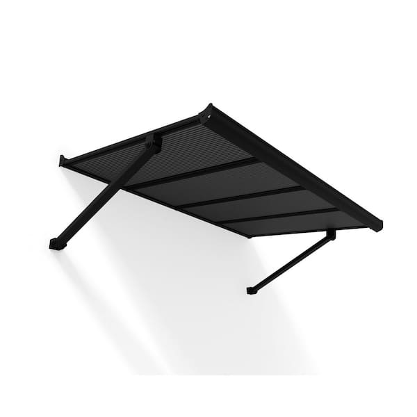 Augustine 3 ft. x 4.5 ft. Black/Gray Door and Window Awning