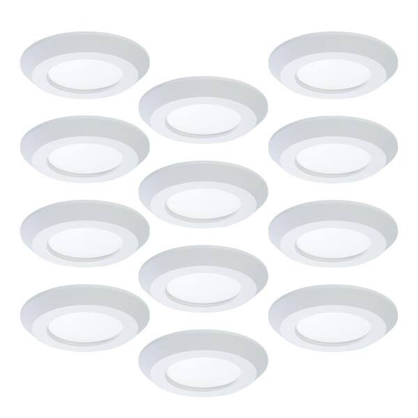 Halo in. 2700K-5000K Selectable CCT Surface Integrated LED Downlight  White Recessed Light with Round Trim, (12-Pack) SLD4-12PK The Home Depot