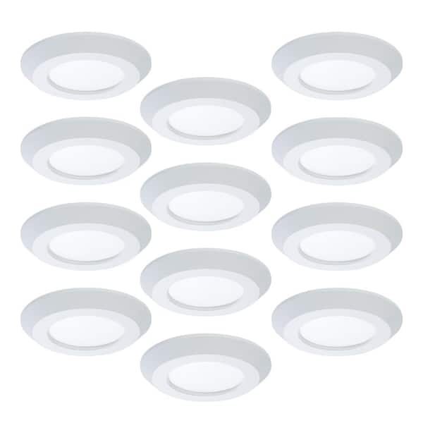 HALO 4 in. 2700K-5000K Selectable CCT Surface Integrated LED Downlight White Recessed Light with Round Trim, (12-Pack)