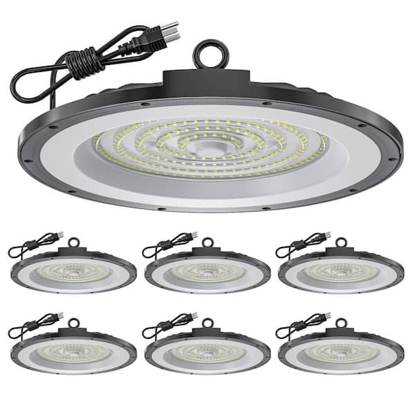 12 in. 300W 45000LM LED UFO High Bay Lights with 5 ft. Cable Plug 6000K Daylight Ring Light Strip Simple Style 6-Pack