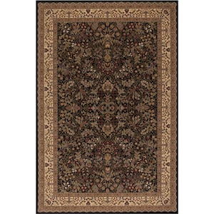 Persian Classic Sarouk Black Rectangle Indoor 9 ft. 3 in. x 12 ft. 10 in. Area Rug