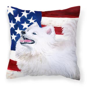 14 in. x 14 in. Multi-Color Lumbar Outdoor Throw Pillow Samoyed Patriotic