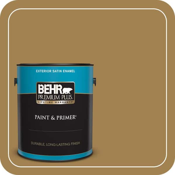 BEHR PREMIUM PLUS 1 gal. #340F-7 Woven Basket Satin Enamel Exterior Paint & Primer
