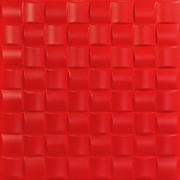 A La Maison Ceilings Cobblestone Red 1.6 ft. x 1.6 ft. Decorative Foam Glue Up Ceiling Tile (21.6 sq. ft./Case)