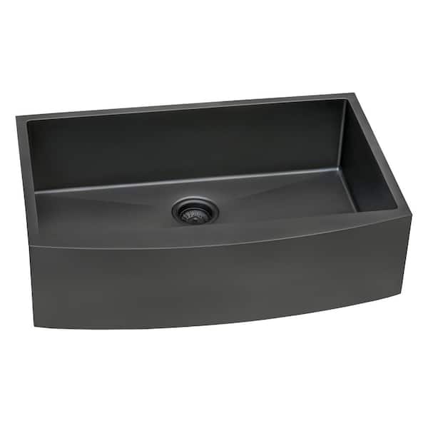 Farmhouse Apron-Front Stainless Steel 33 in. Single Bowl Kitchen Sink in Gunmetal Black Matte