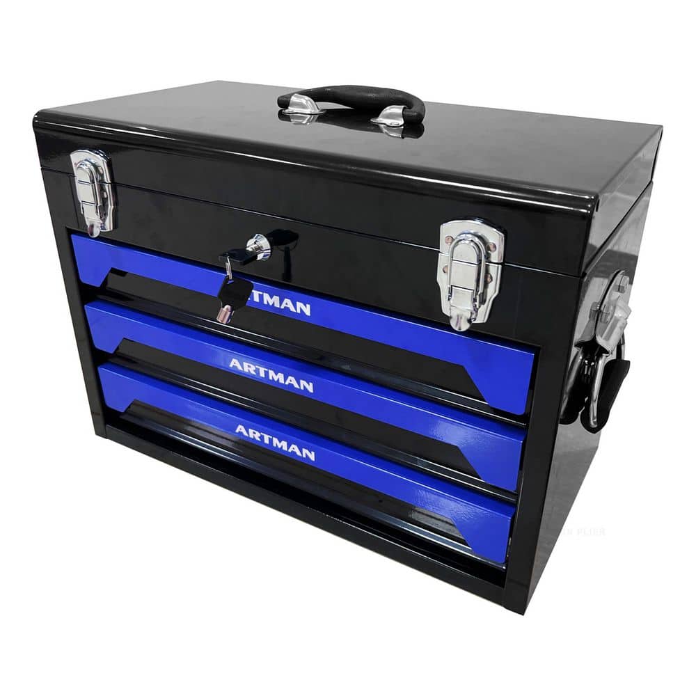 20 in. Portable 3-Drawer Steel Toolbox, Pick 4 Layers of Tools with Metal Latches, Top Storage Tray and Carrying Handle price history on PriceWatchPro