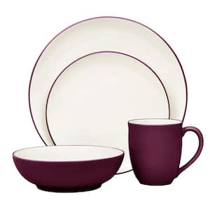 Colorwave 4-Piece Burgundy Stoneware Coupe Place Setting (Service for 1)