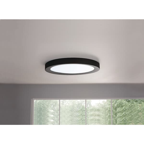 Calloway 15 in. Matte Black Selectable LED Flush Mount